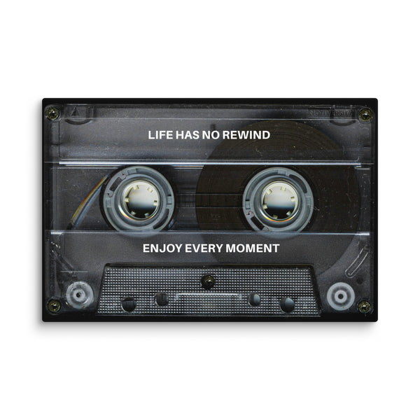 Motivational canvas wall art,
Inspirational wall art for home & office, life has no rewind, cassette