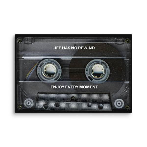 Motivational canvas wall art,
Inspirational wall art for home & office, life has no rewind, cassette