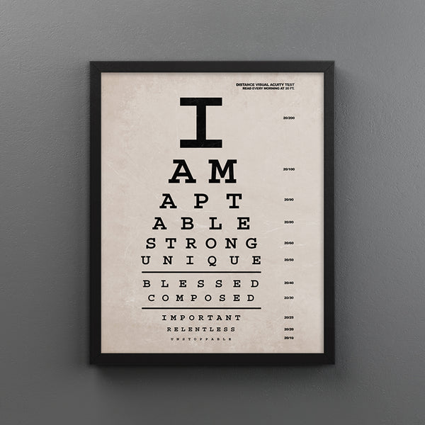 I Am Affirmations Eye Chart