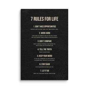 7 Rules For Life - Motiversity Canvas Wall Art for Luxury Office and Home