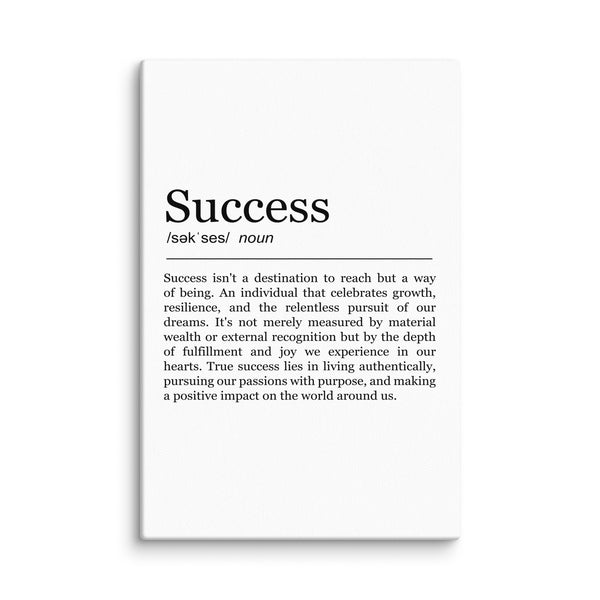 Canvas print with a definition of 'Success' on a white background Sucess definition canvas wall art