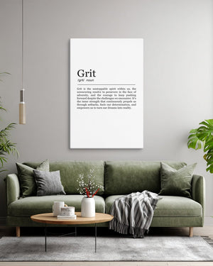 Grit - Defintion Canvas (White Edition) - Motiversity Canvas Wall Art for Luxury Office and Home