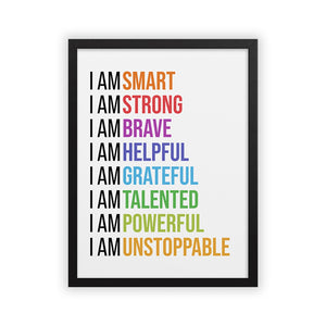I Am Affirmations (Colorful) - Motiversity Canvas Wall Art for Luxury Office and Home
