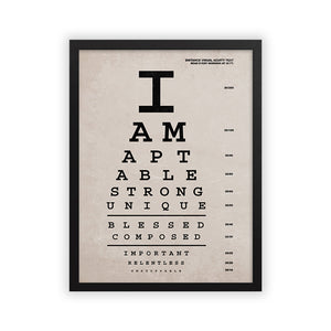 I Am Affirmations Eye Chart - Motiversity Canvas Wall Art for Luxury Office and Home