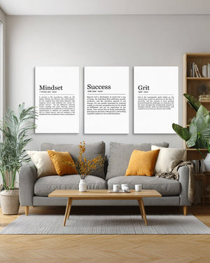 Mindset - Definition Set (White Edition) - Motiversity Canvas Wall Art for Luxury Office and Home