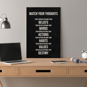 Watch Your Thoughts - Motiversity Canvas Wall Art for Luxury Office and Home