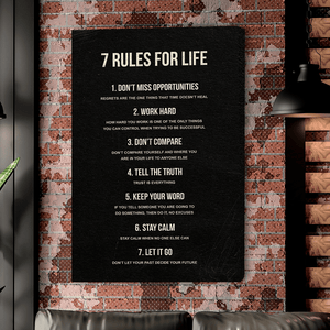 7 Rules For Life - Motiversity Canvas Wall Art for Luxury Office and Home