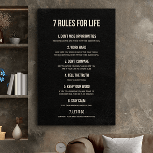 7 Rules For Life - Motiversity Canvas Wall Art for Luxury Office and Home