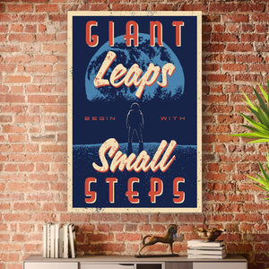 Giant Leaps Begin With Small Steps - Motiversity Canvas Wall Art for Luxury Office and Home