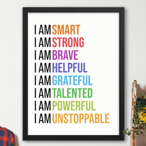 I Am Affirmations (Colorful) - Motiversity Canvas Wall Art for Luxury Office and Home