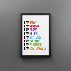 I Am Affirmations (Colorful) - Motiversity Canvas Wall Art for Luxury Office and Home