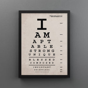 I Am Affirmations Eye Chart - Motiversity Canvas Wall Art for Luxury Office and Home