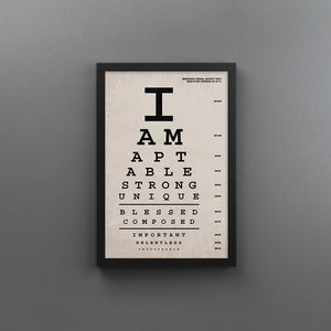 I Am Affirmations Eye Chart - Motiversity Canvas Wall Art for Luxury Office and Home